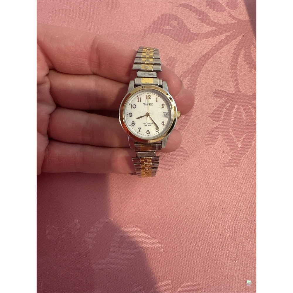 Timex Indiglo WR 30M‎ Two Tone Stainless Steel Women Watch, needs battery